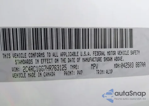 2017 Chrysler Pacifica Limited from USA, damaged, VIN 2C4RC1GG7HR763125